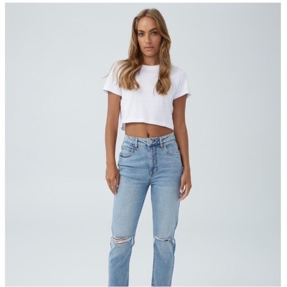 Uniqlo Highrise Blue Relaxed Fit Mom Jeans Size 27 Cotton